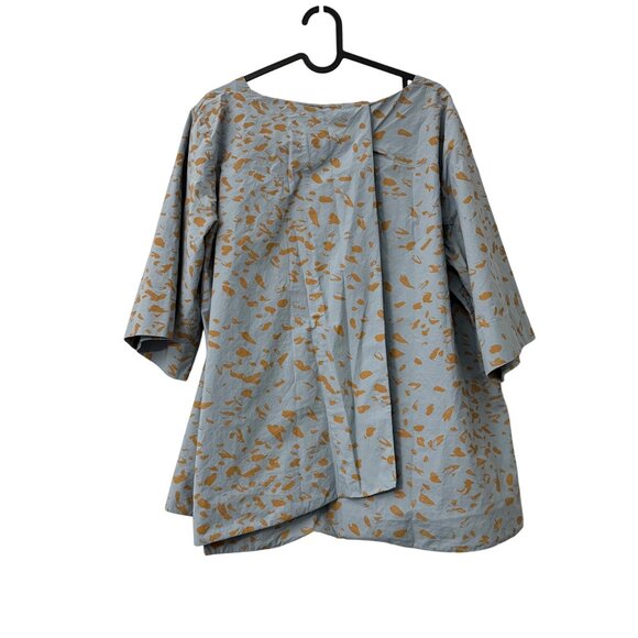 COS Blue Tan Leopard Print Tulip Back Short Sleeve Tunic Blouse Womens Size 12 - Picture 6 of 7